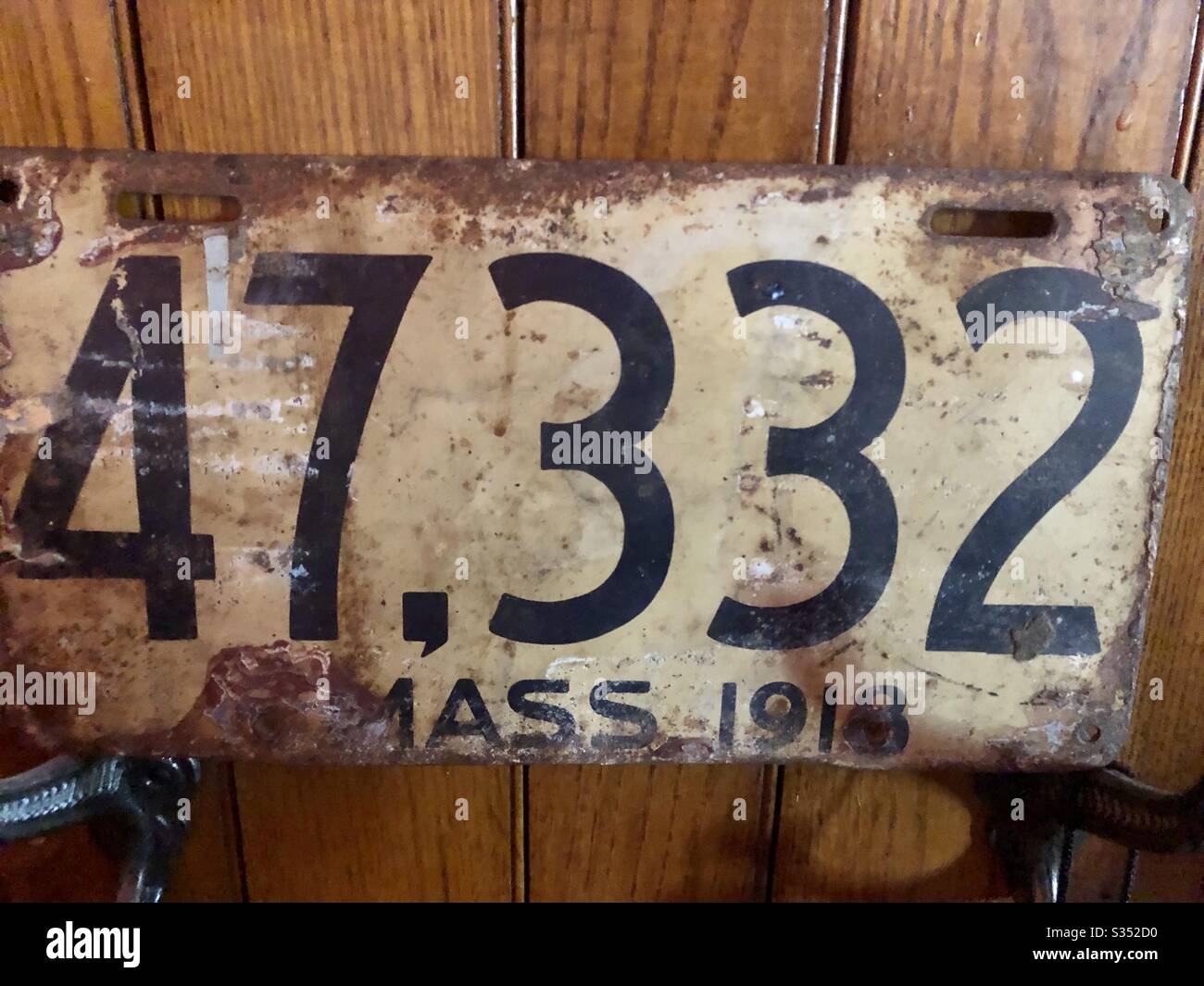 Targa automobile antica Massachusetts USA 1918 Foto Stock