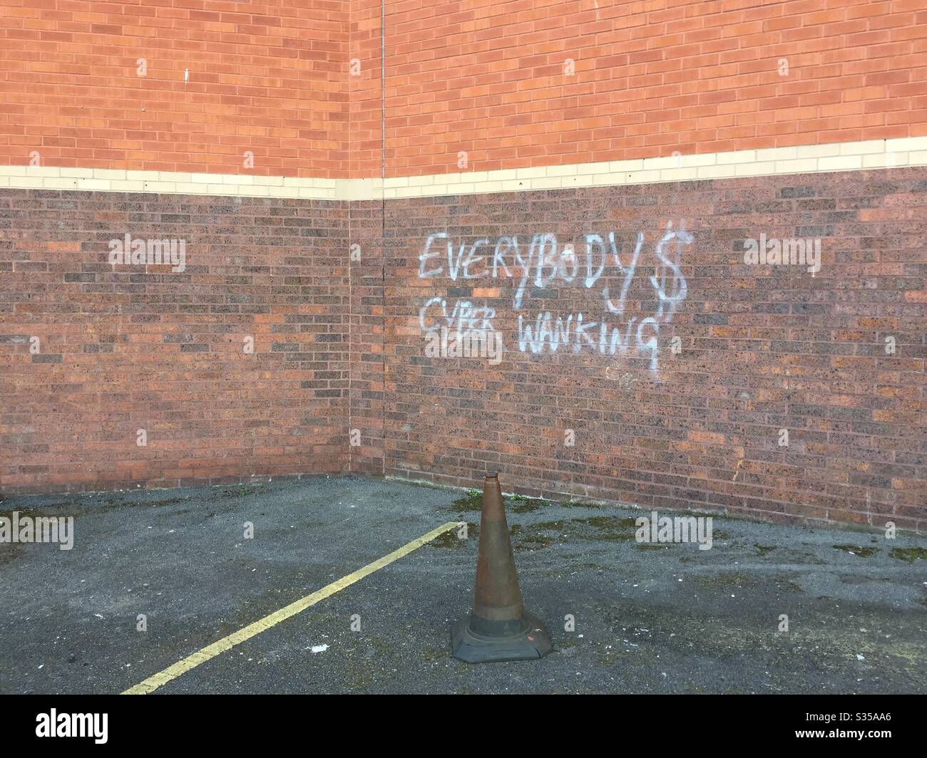 Graffiti commenta l'impatto di COVID-19 sull'industria del sesso e sulla sessualità Foto Stock