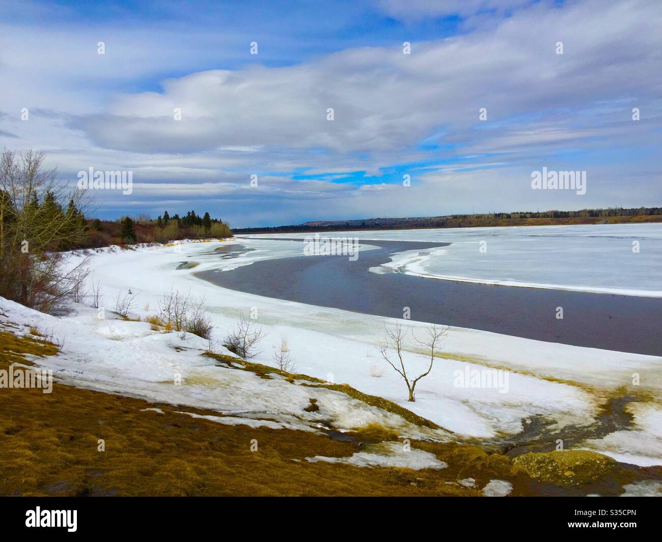 South Glenmore Park, Glenmore Reservoir e Calgary centro, Alberta, Canada Foto Stock