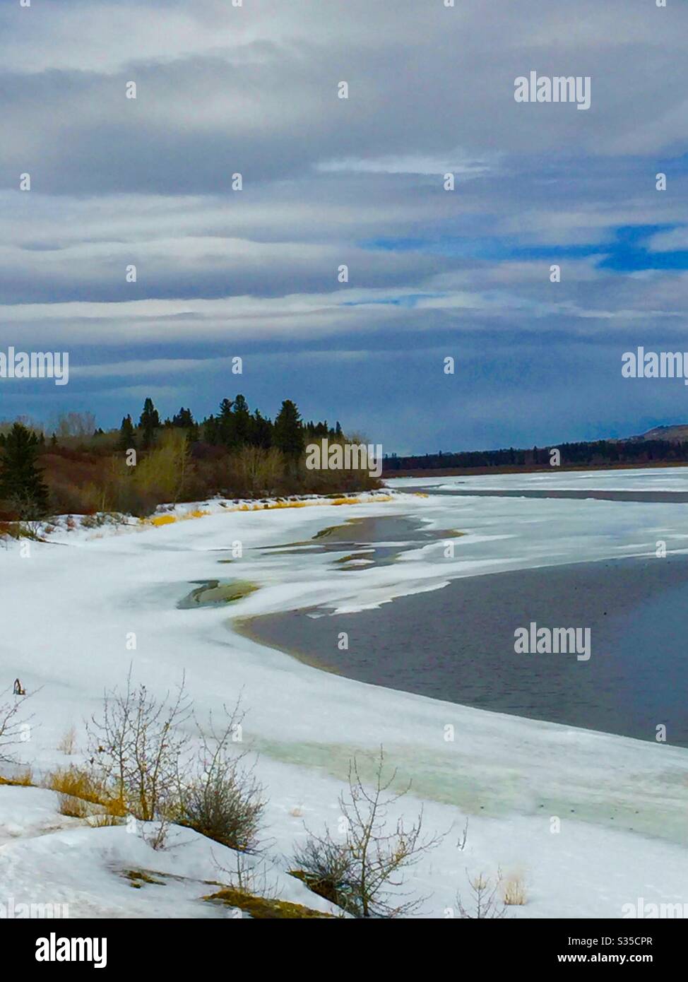 South Glenmore Park, Glenmore Reservoir e Calgary centro, Alberta, Canada Foto Stock