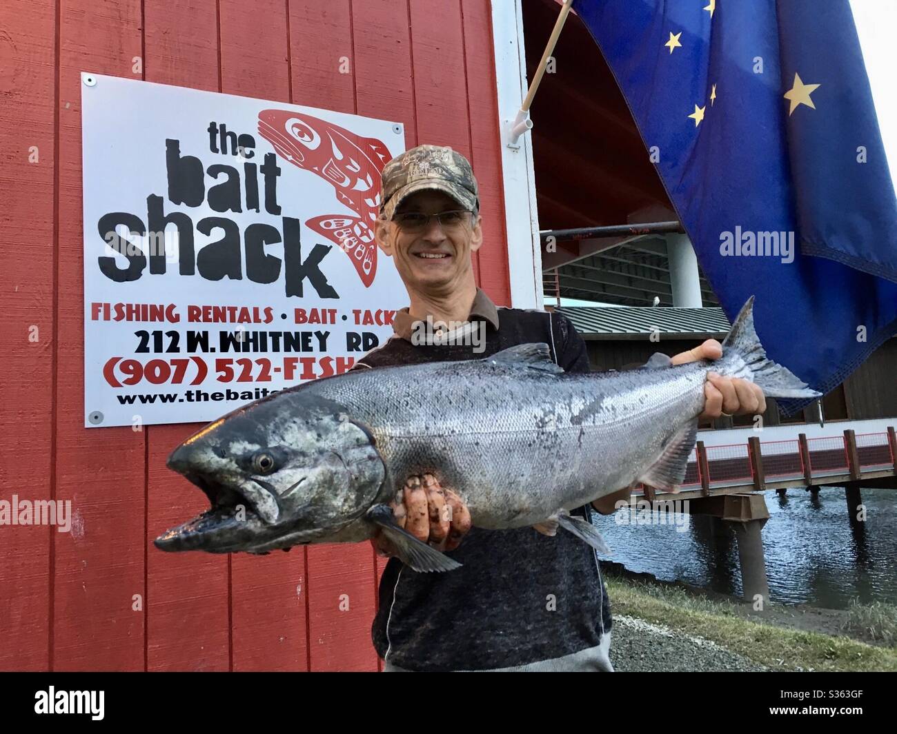 Salmone del re catturato in Ship Creek, Anchorage Alaska Foto Stock