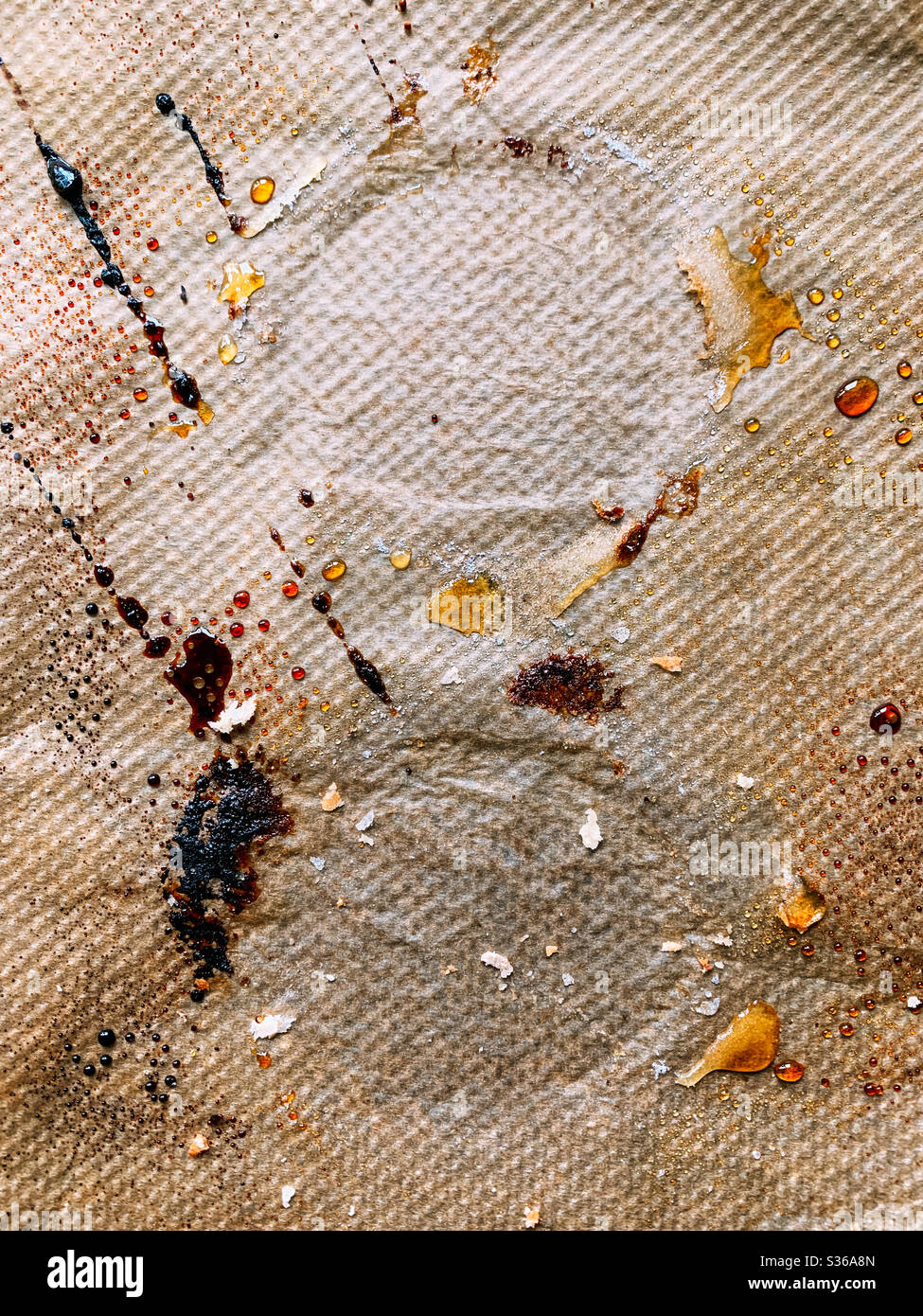 Sfondo di carta da forno grassa dopo la cottura Foto Stock