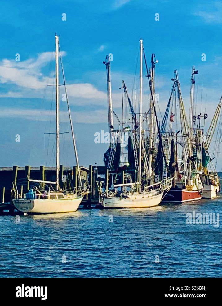 Barche a Shem Creek , Mt Pleasant, SC Foto Stock