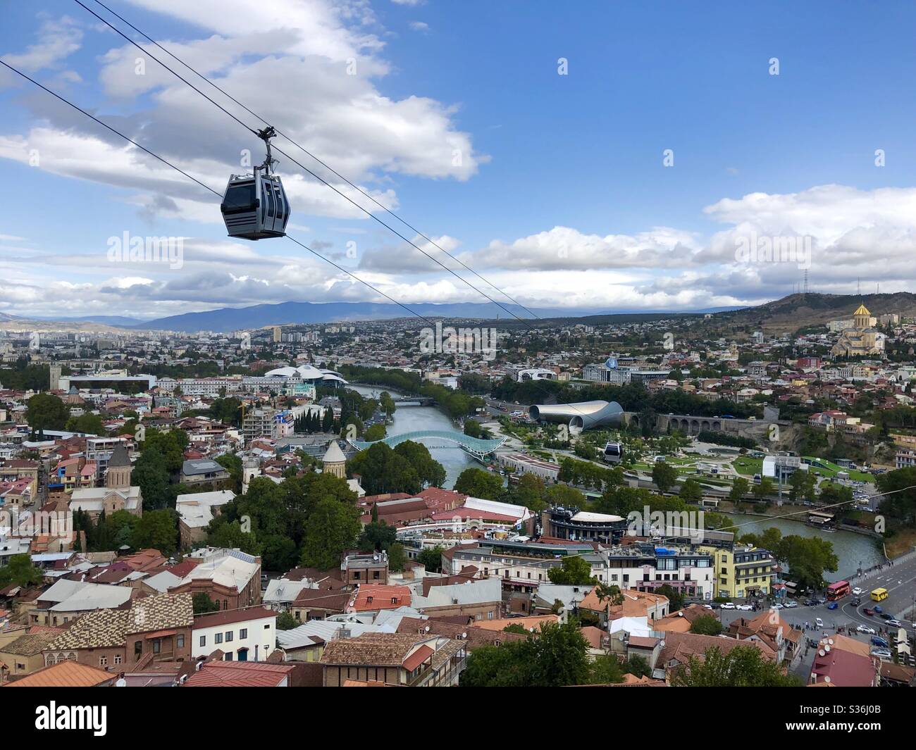 Una vista panoramica di Tbilisi, Georgia Foto Stock