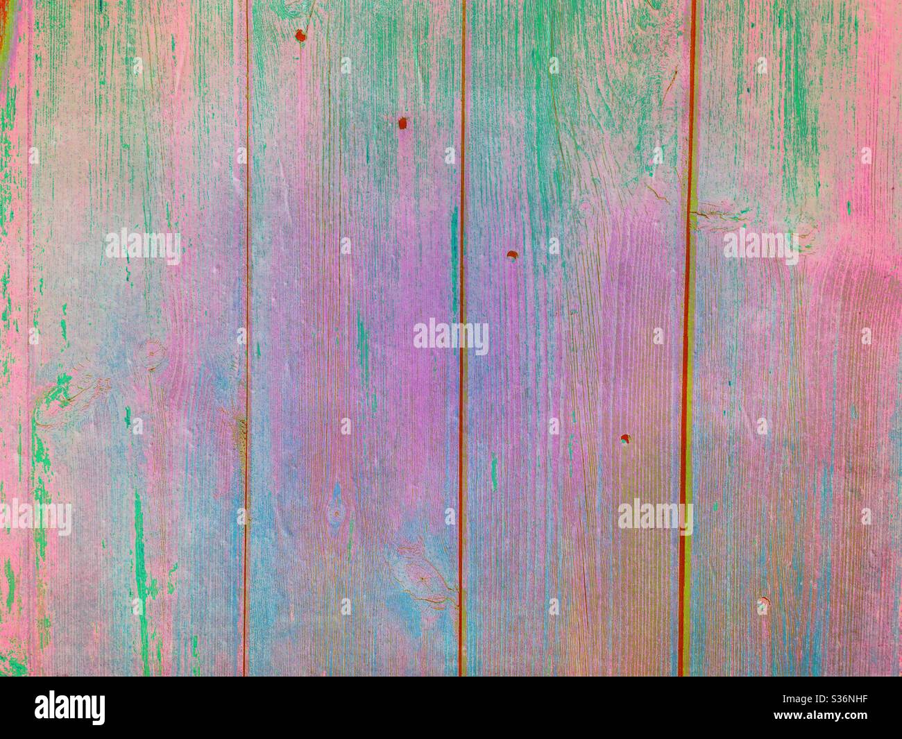 Immagine astratta di sfondo di pannelli in legno iridescenti Foto Stock