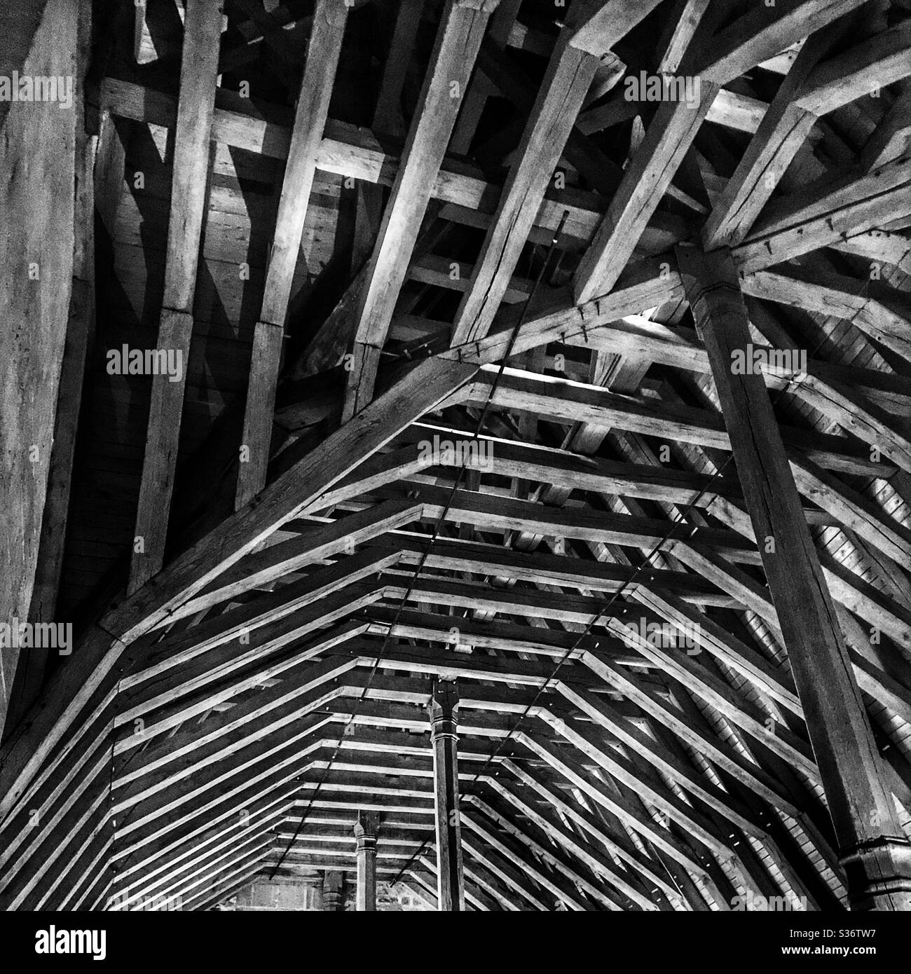 Travi in legno per tetti Foto Stock