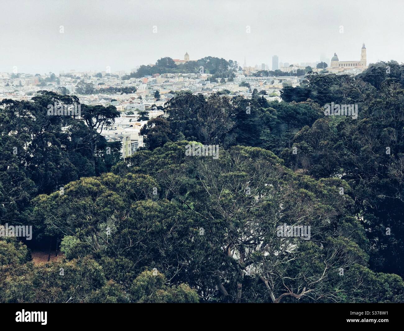 Vista sulla città di San Francisco dal museo De Young Foto Stock
