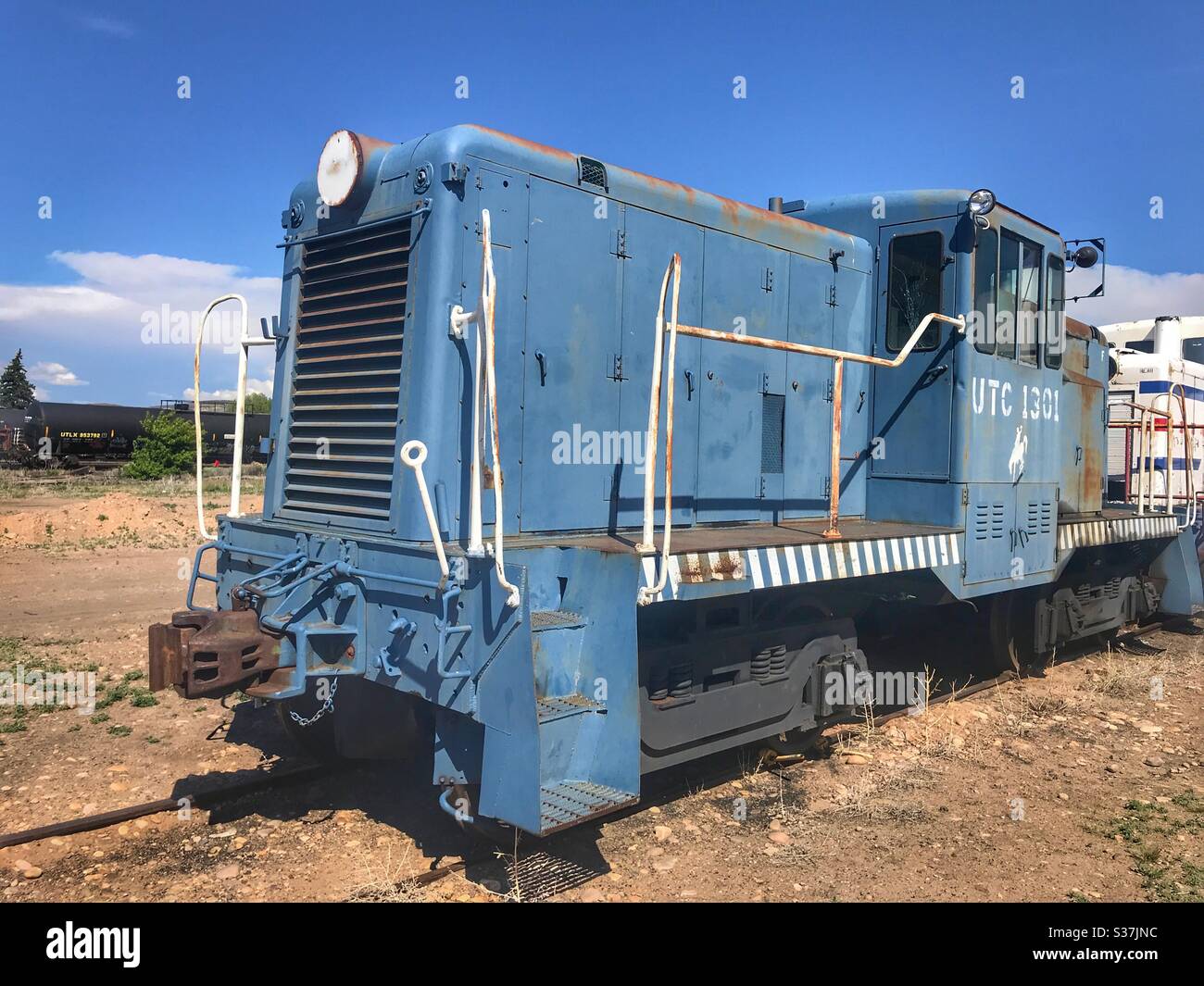 Vecchio treno alla rotonda di Evanston Wyoming Foto Stock