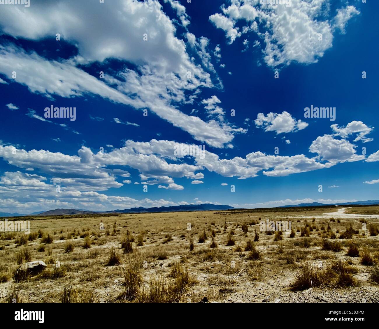 Cielo del deserto sul sentiero espresso pony Foto Stock