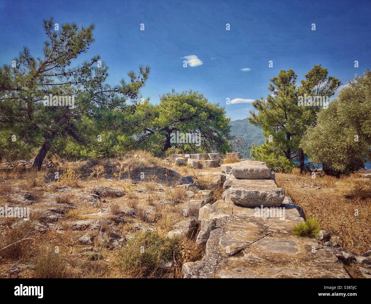 Passeggia attraverso l'Acropoli vicino a Limenas, la capitale dell'isola di Thassos. Foto Stock