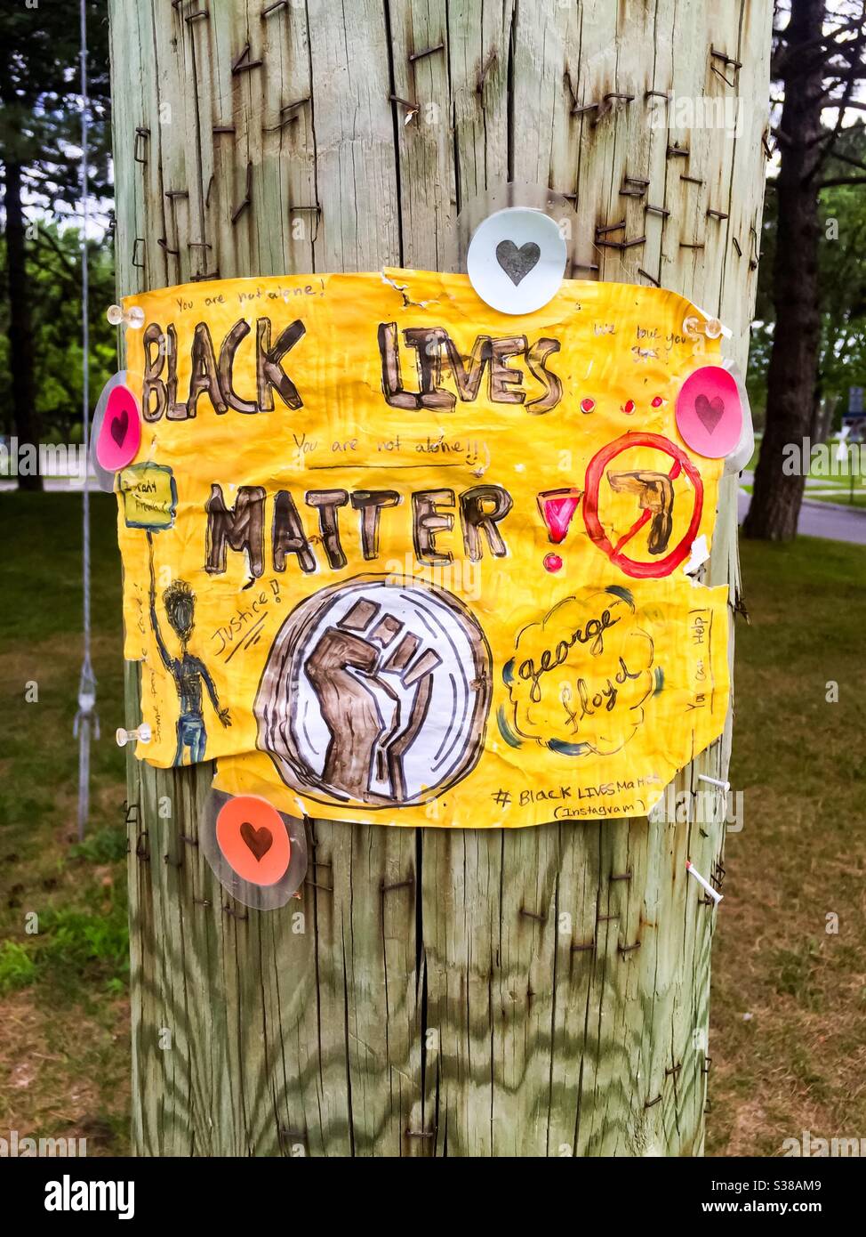 Black Lives Matter Sign, Quebec, Canada. Un cartello inglese in un'area di lingua francese, lontano dagli Stati Uniti. Interesse universale. Foto Stock