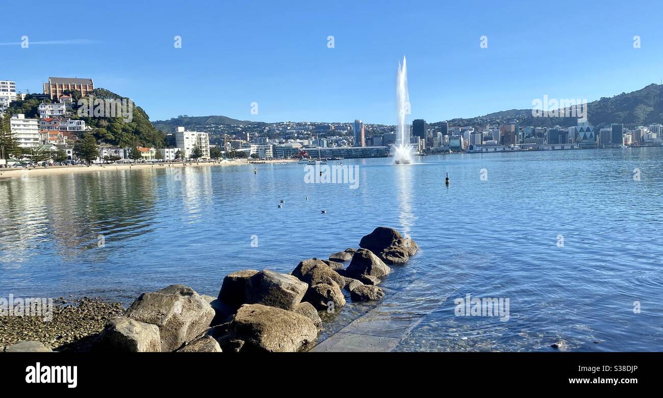 Porto e fontana di Wellington Foto Stock