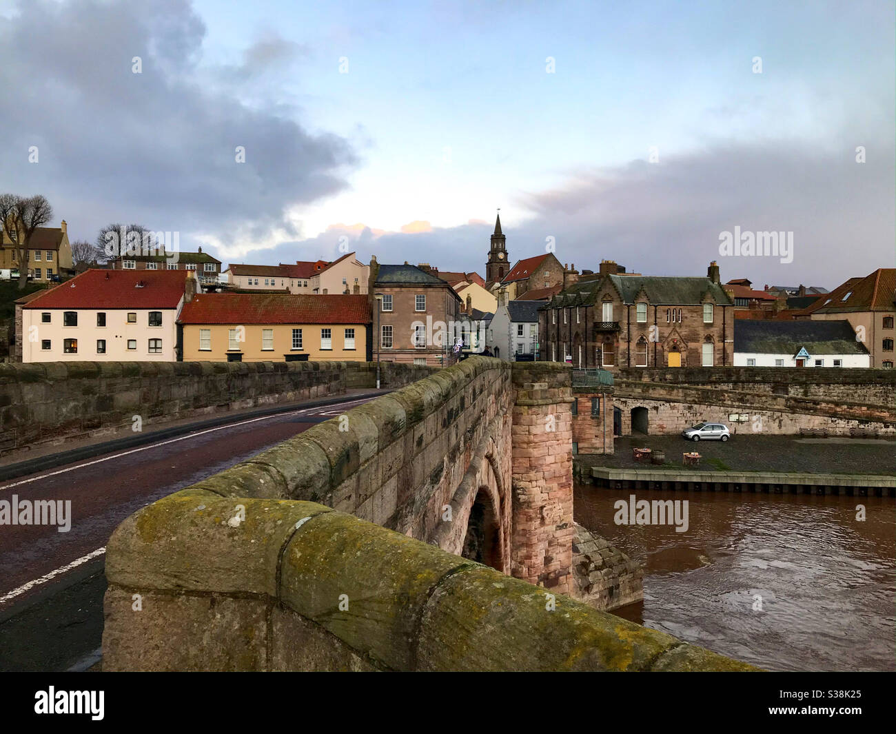 Berwick-upon-Tweed da Berwick Bridge Foto Stock