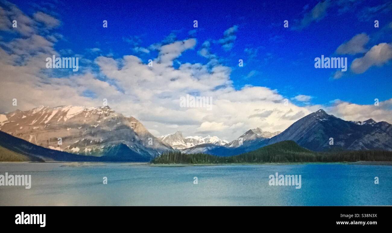 Visita Alberta, viaggio Alberta, Lower Kananaskis Lake, Peter Lougheed Park, Kananaskis Country, Alberta Foto Stock