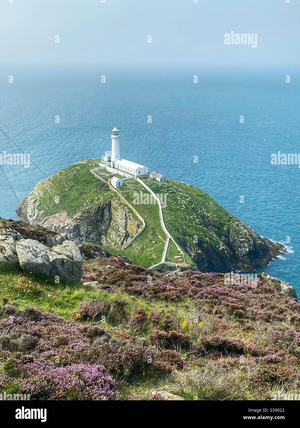 Faro di South Stack, Holyhead, Anglesey, galles del nord, composizione ritratto - Immagine stock catturata con smartphone