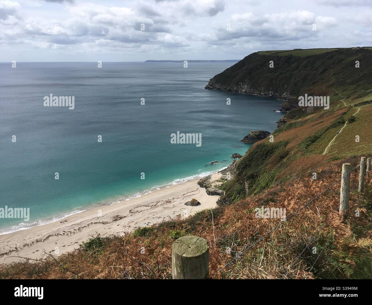 Vista su Lantic Bay, Cornovaglia Foto Stock