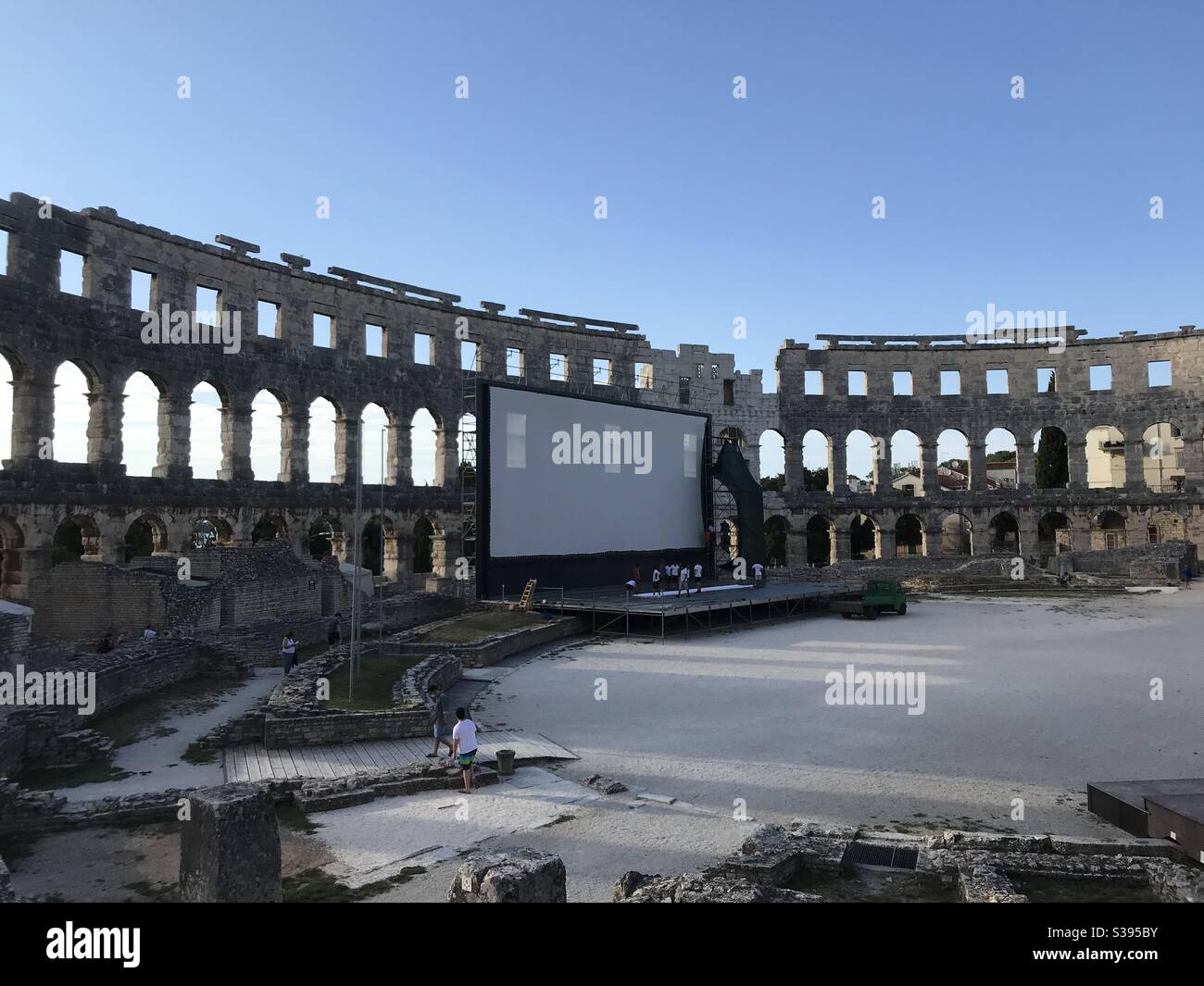 Grande schermo in un'Arena romana, Pola, Croazia Foto Stock