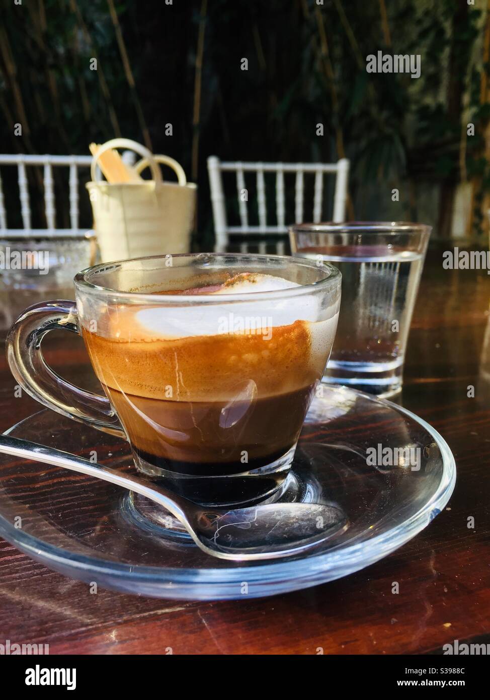 Colazione italiana con caffè italiano Foto Stock