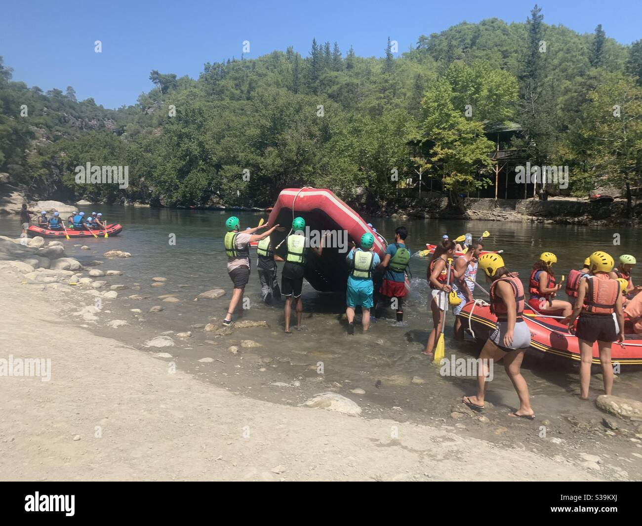 Rafting a Manavgat turchia Foto Stock