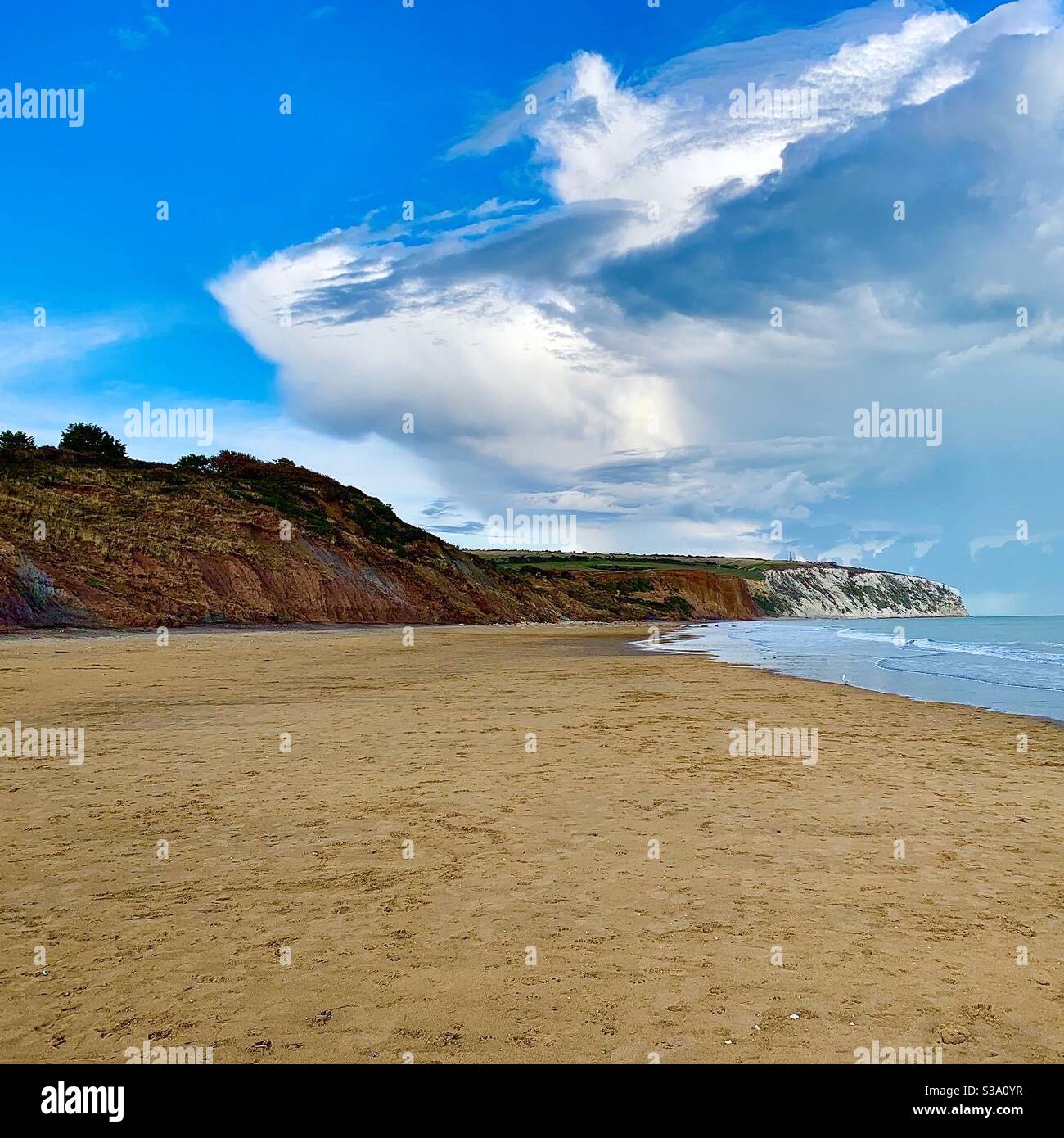Le scogliere di Yaverland Beach, Isola di Wight, Regno Unito. Foto Stock