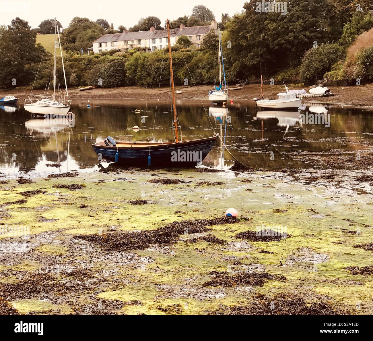 Barca a vela in pill Creek - Immagine stock catturata con smartphone