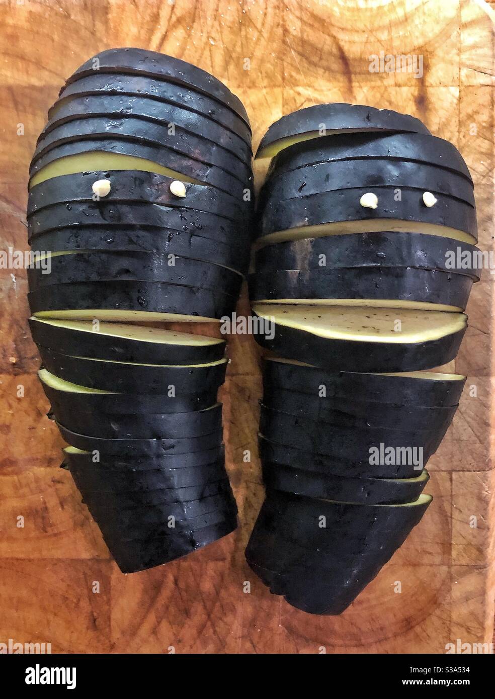 Melanzane ridenti - Immagine stock catturata con smartphone