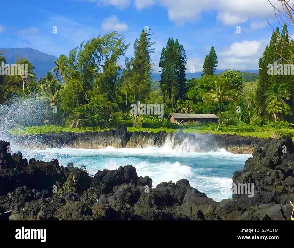 Penisola di Ke’anae, Maui, Hawaii Foto Stock