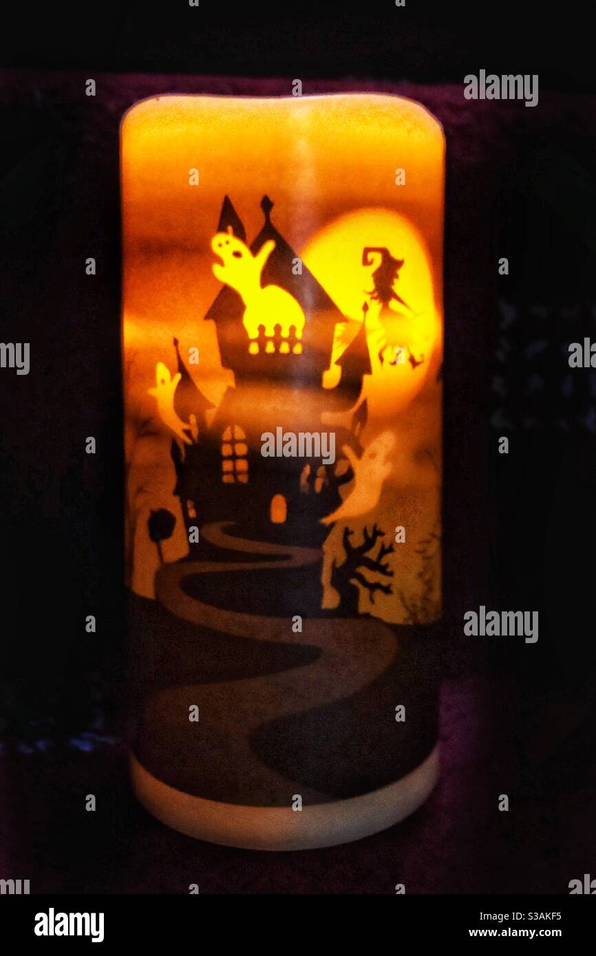 Candela di Halloween. Foto Stock