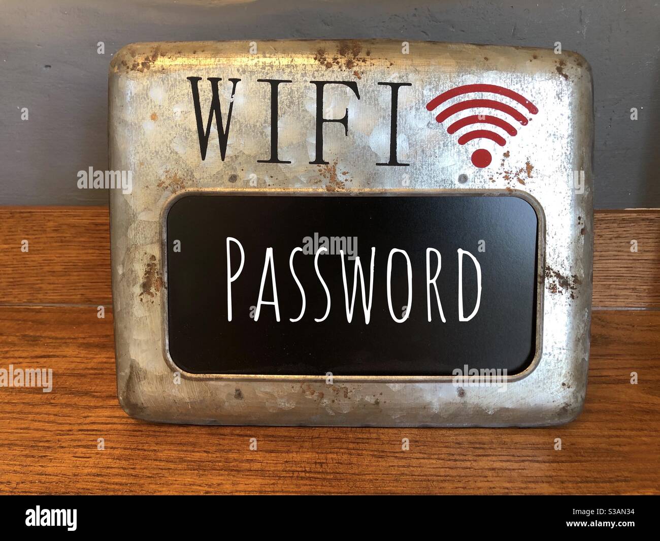 Scheda password WiFi con la parola password Foto Stock