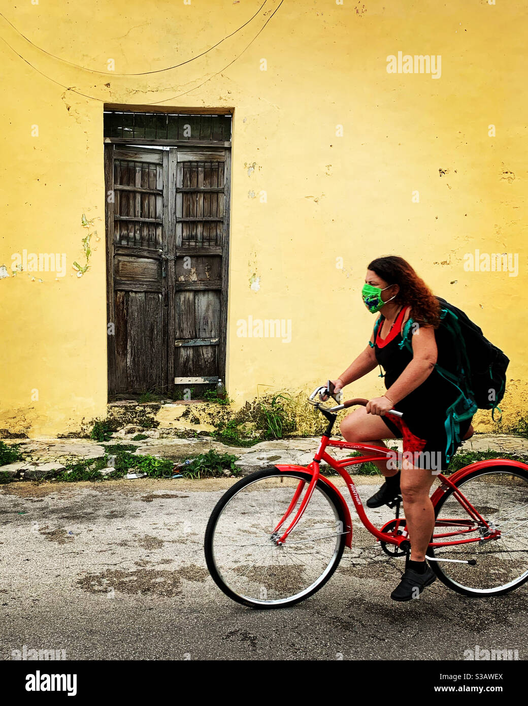 Pedalando durante Covid19, Merida , messico Foto Stock
