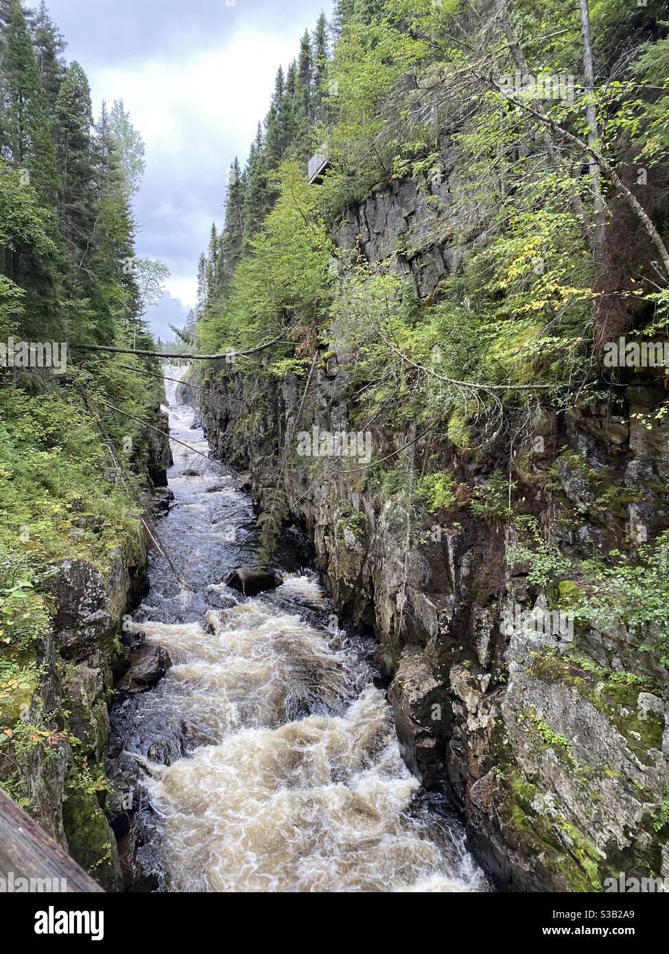 Un fiume pierces una roccia non per la sua forza, ma per la sua perseveranza. Foto Stock