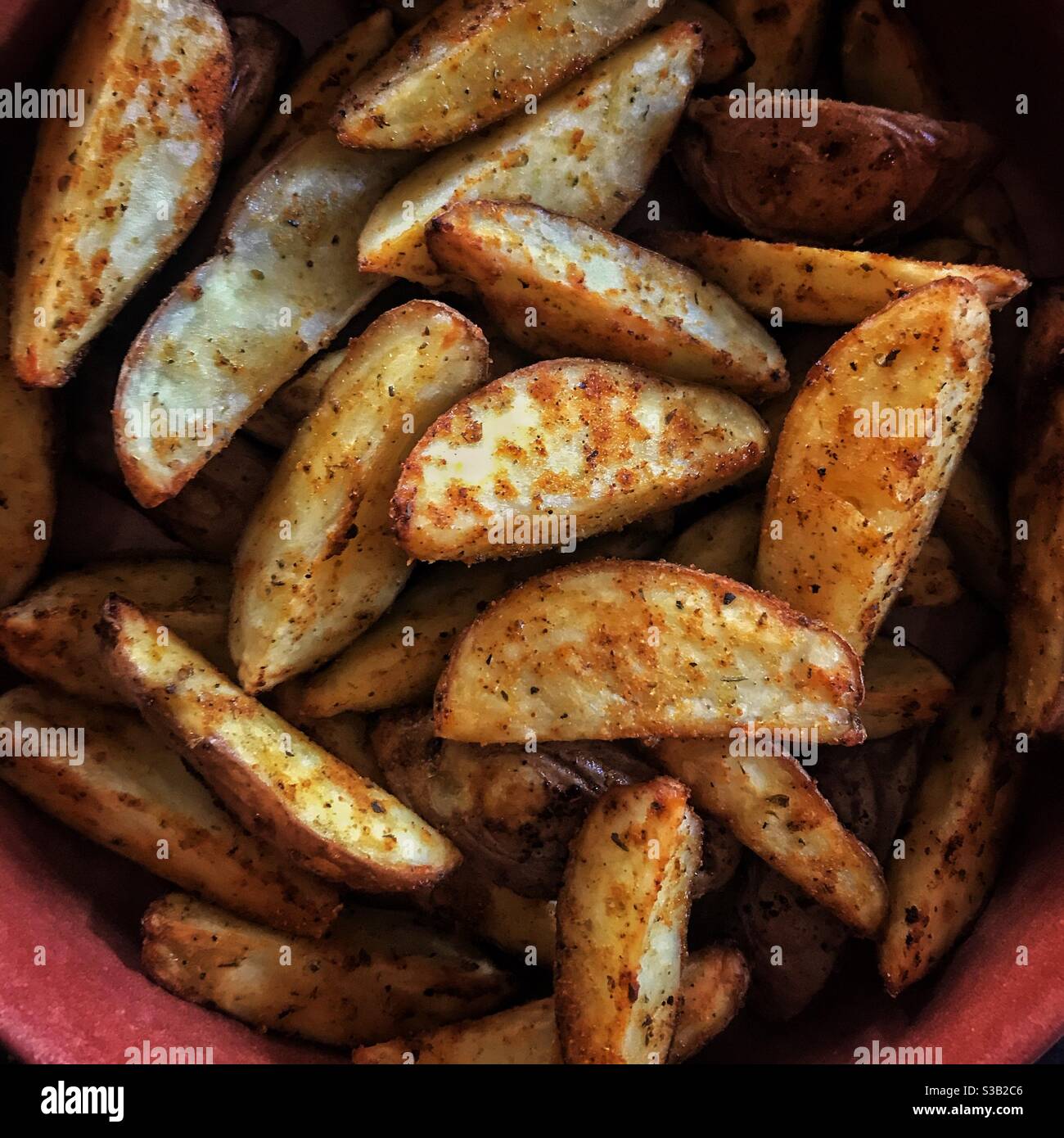 Primo piano zeppe di patate - Immagine stock catturata con smartphone