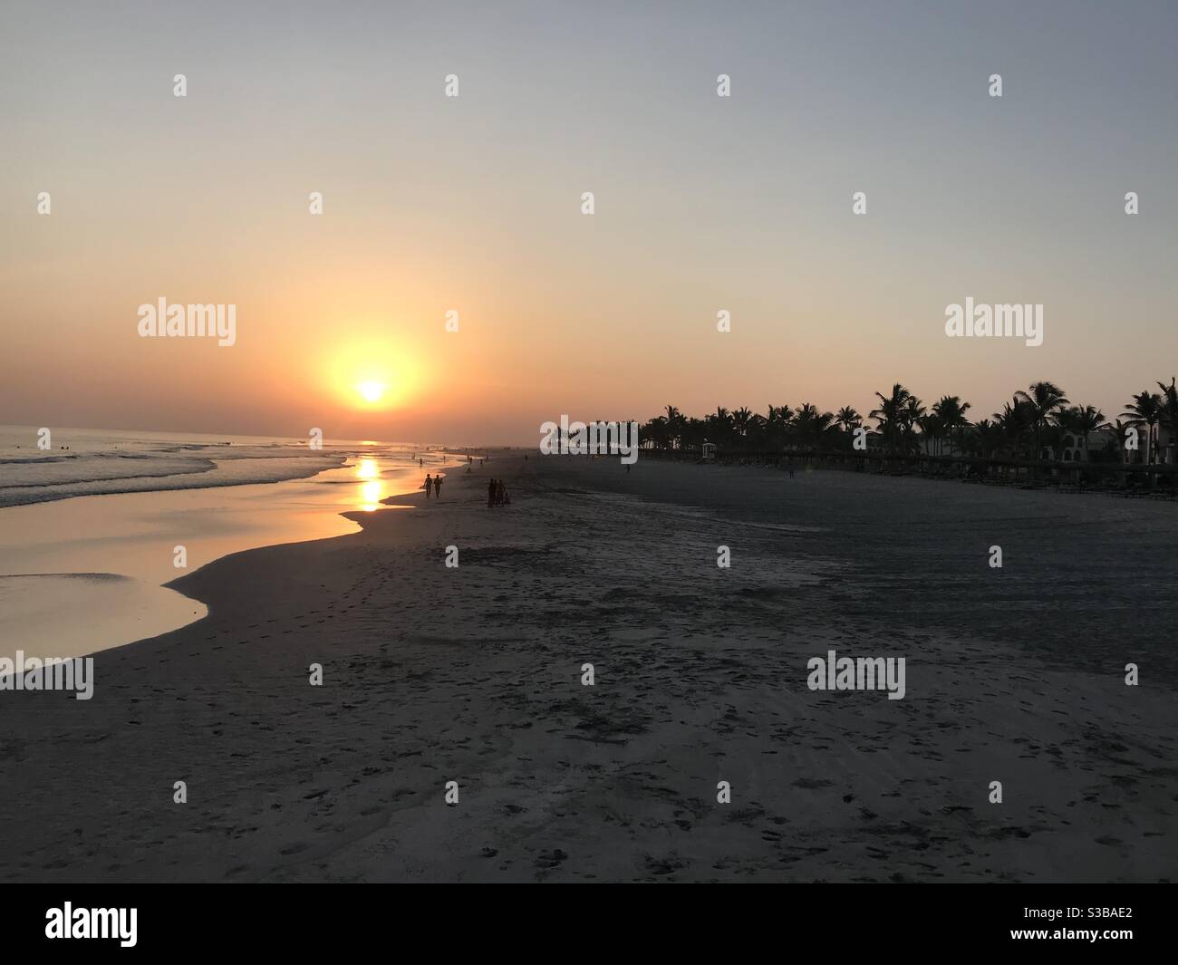 Tramonto sulla spiaggia di Salalah, Oman Foto Stock