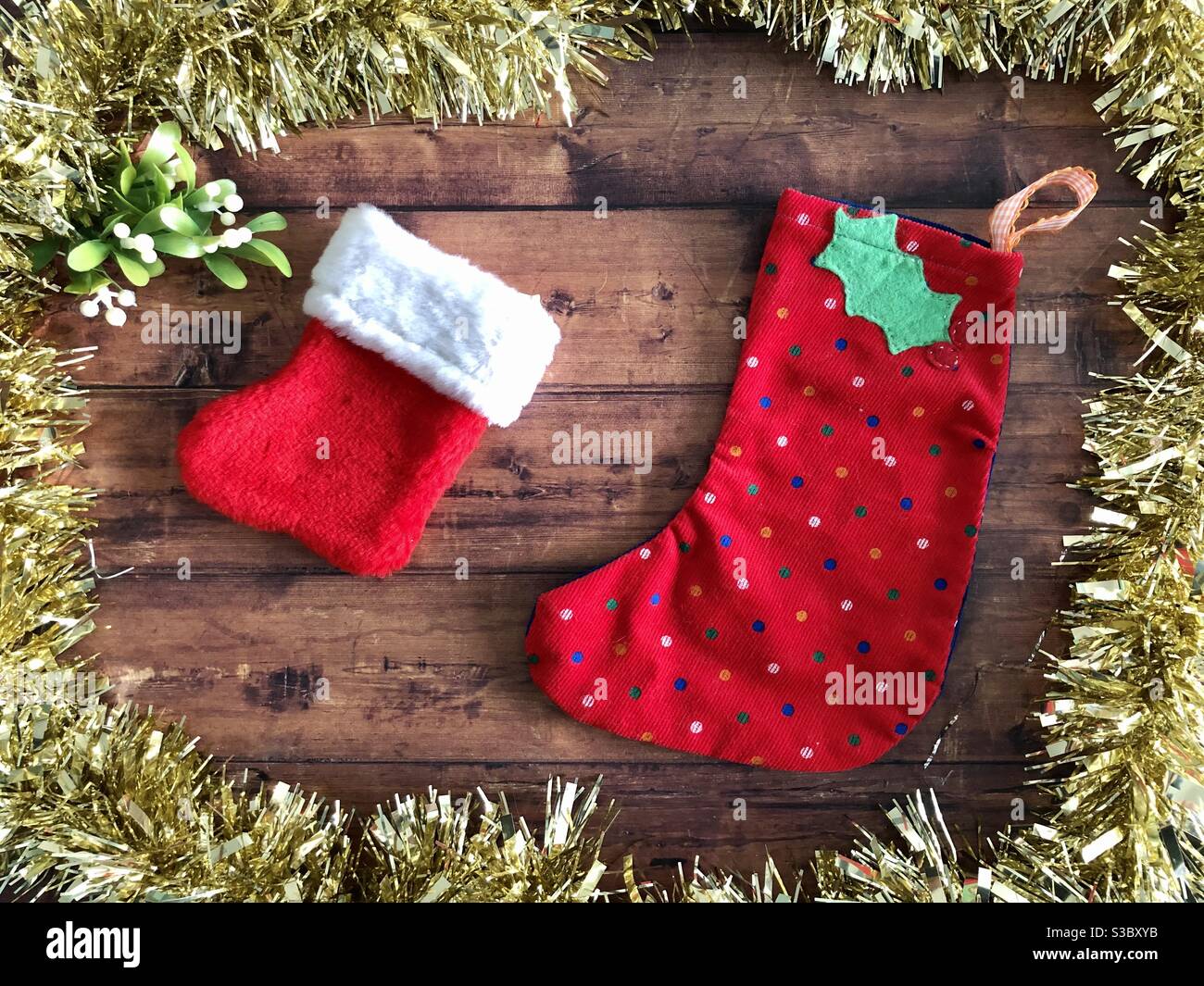 Natale calza piatto posare - Immagine stock catturata con smartphone