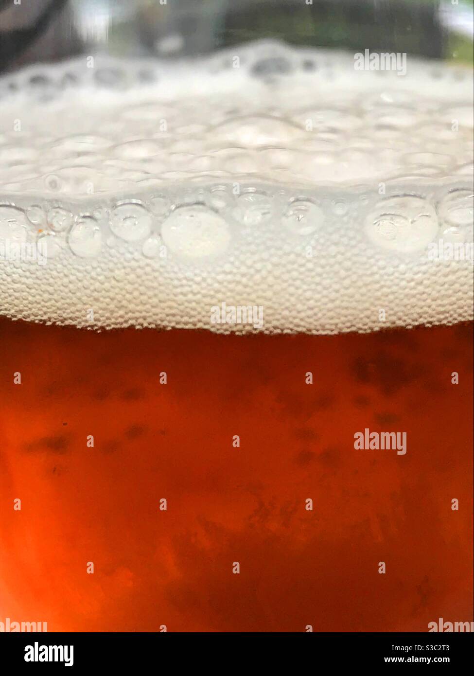 Birra. Vista ravvicinata. Foto Stock