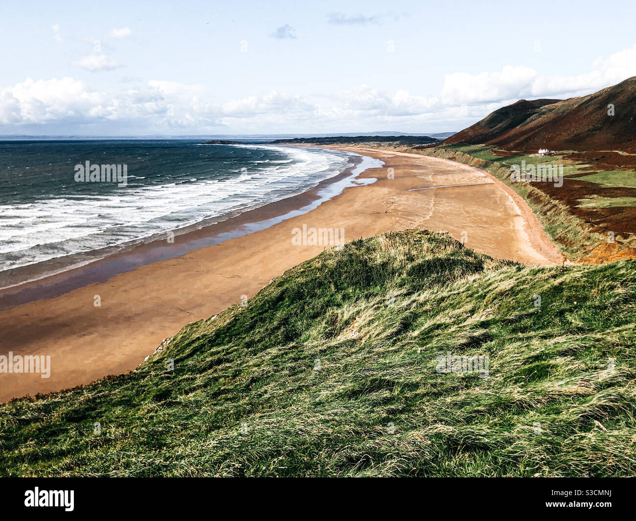 Si affaccia sulla baia di Rhossili, sulla penisola di Gower, nel Galles Foto Stock