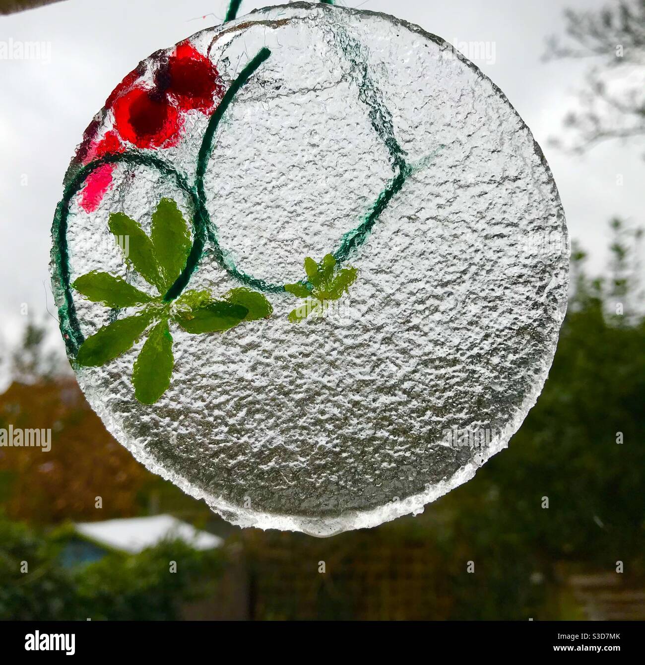 Decorazione di ghiaccio fatta in casa Foto Stock