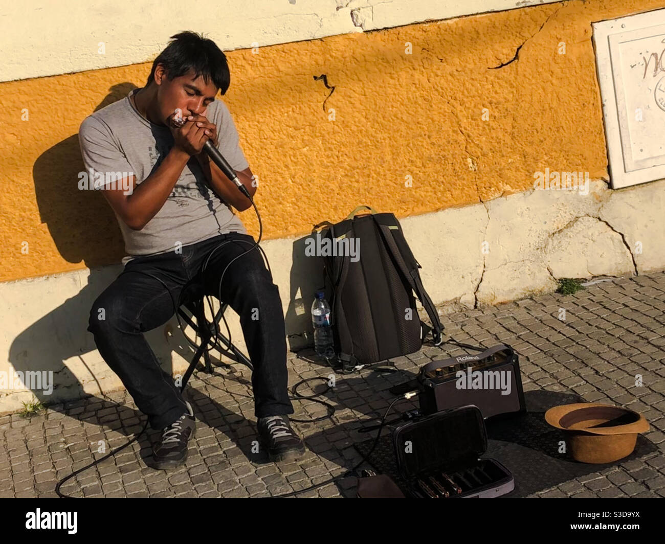 Busker a Porto - Immagine stock catturata con smartphone