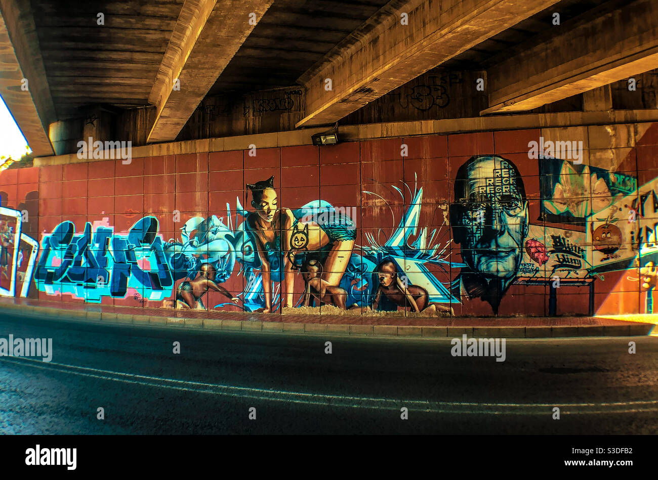 Graffiti su un sottopassaggio, Torrevieja Spagna - Immagine stock catturata con smartphone