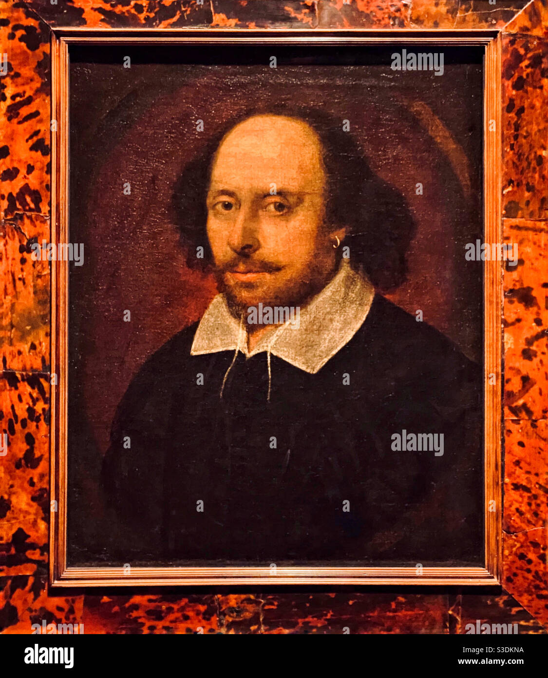 Un dipinto di immenso significato storico - un ritratto di William Shakespeare realmente dipinto dalla vita da John Taylor. Questo è il famoso "Chandos Ritratto" intorno al 1610. Un tesoro inestimabile. Foto Stock