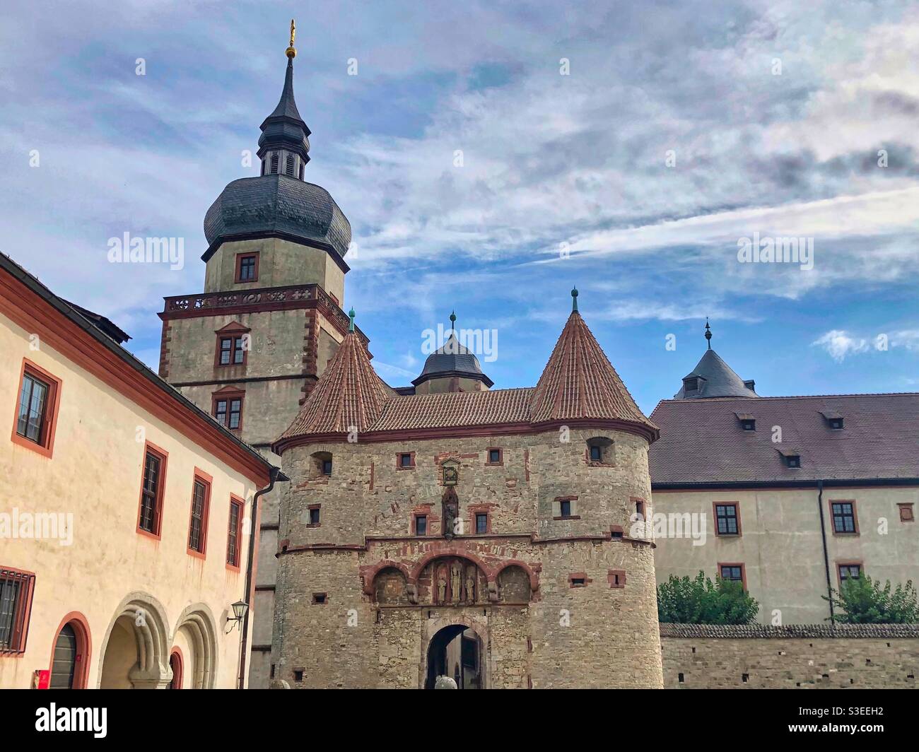 Fortezza medievale di Marienberg a Würzburg, Germania. - Immagine stock catturata con smartphone