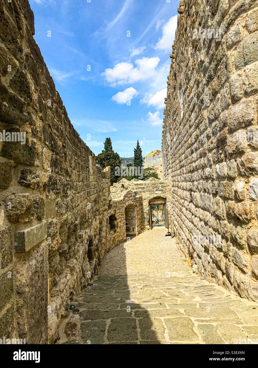 Il Castello di Bodrum cammina attraverso il luogo più antico della Turchia. Foto Stock