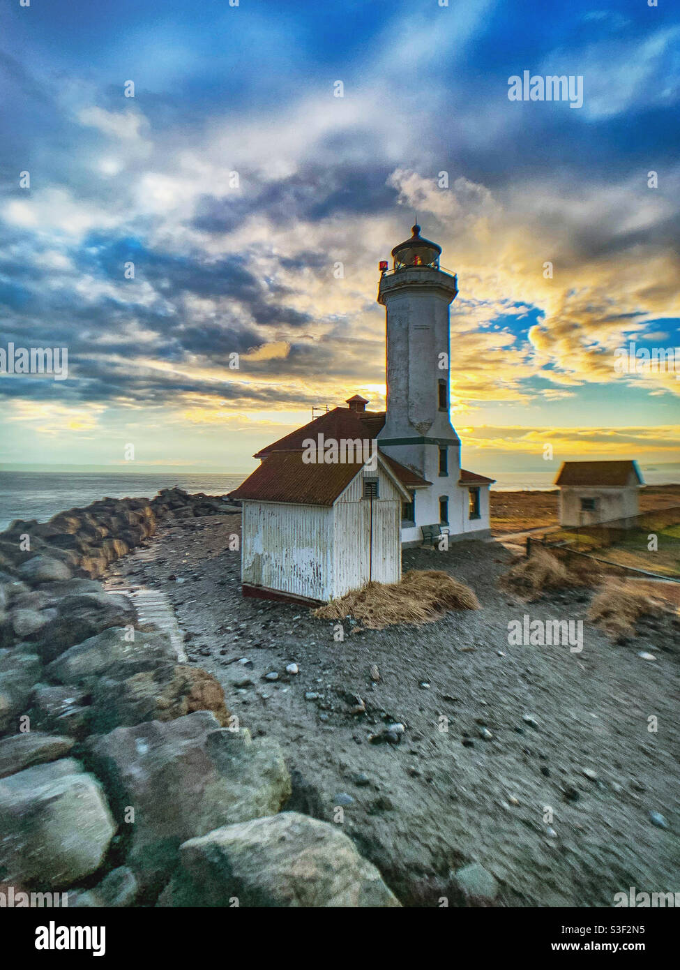 Punto Wilson Light, Port Townsend, WA Foto Stock