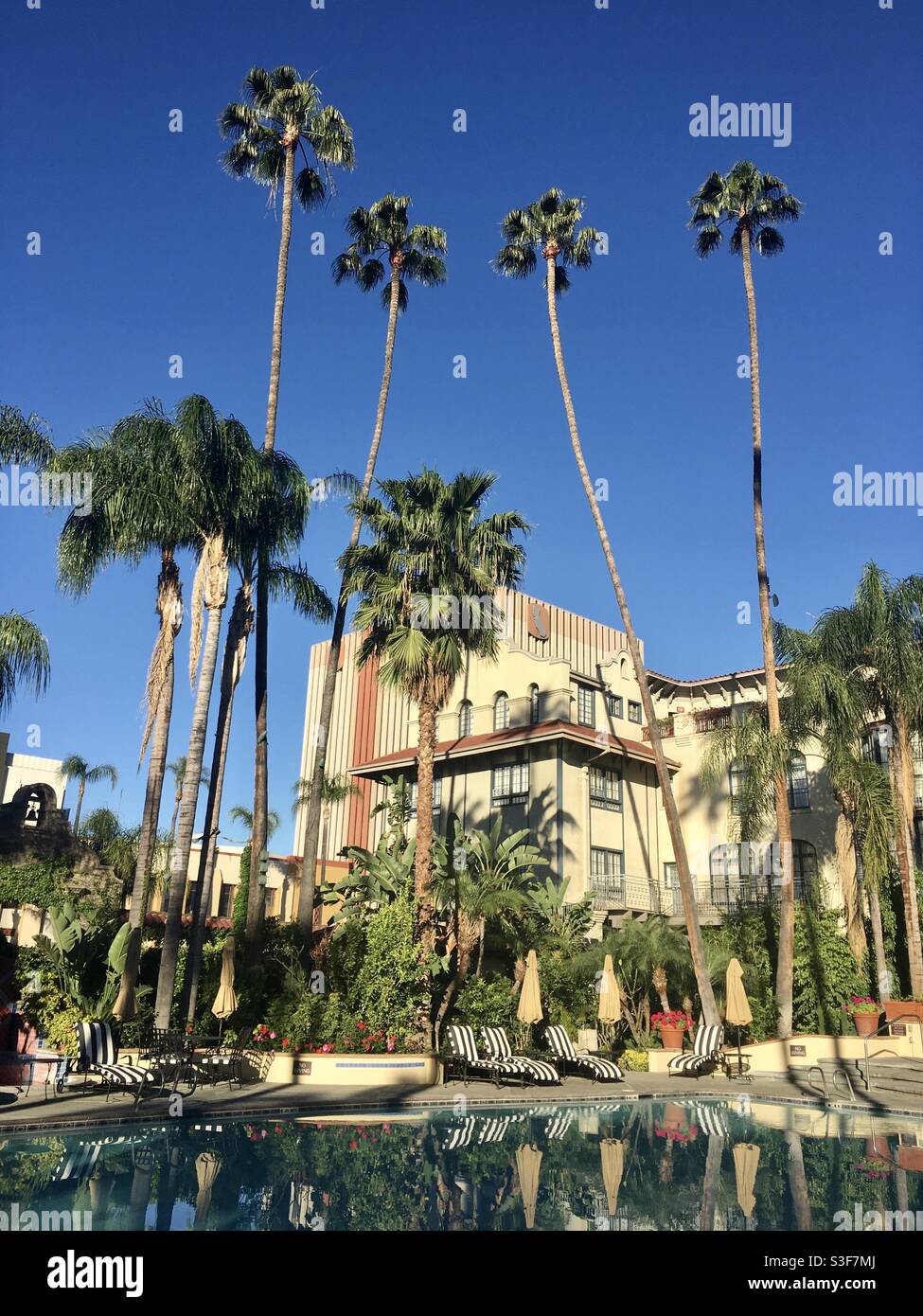 Mission Inn vista piscina Foto Stock