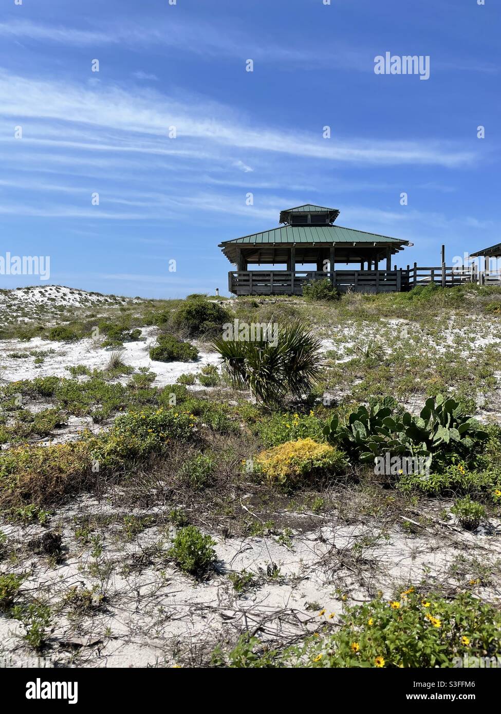 Vista sulla strada del padiglione pubblico per picnic al parco John Beasley Fort Walton Beach Florida Foto Stock