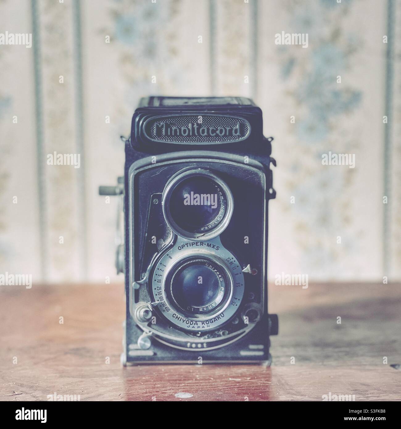 Minoltacord vintage fotocamera a due obiettivi Foto Stock