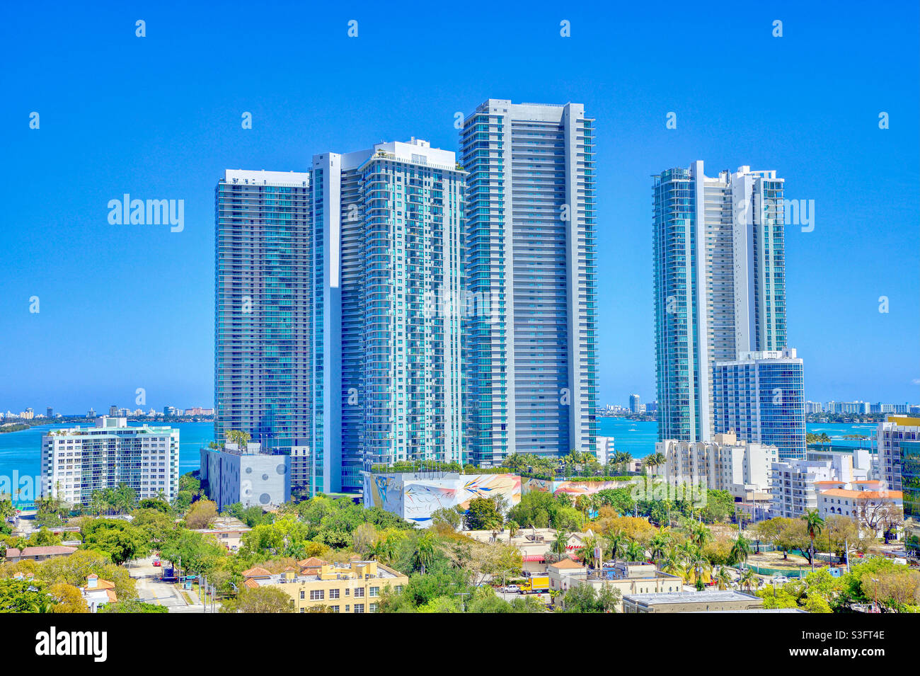Skyline di Edgewater nel centro di Miami Foto Stock