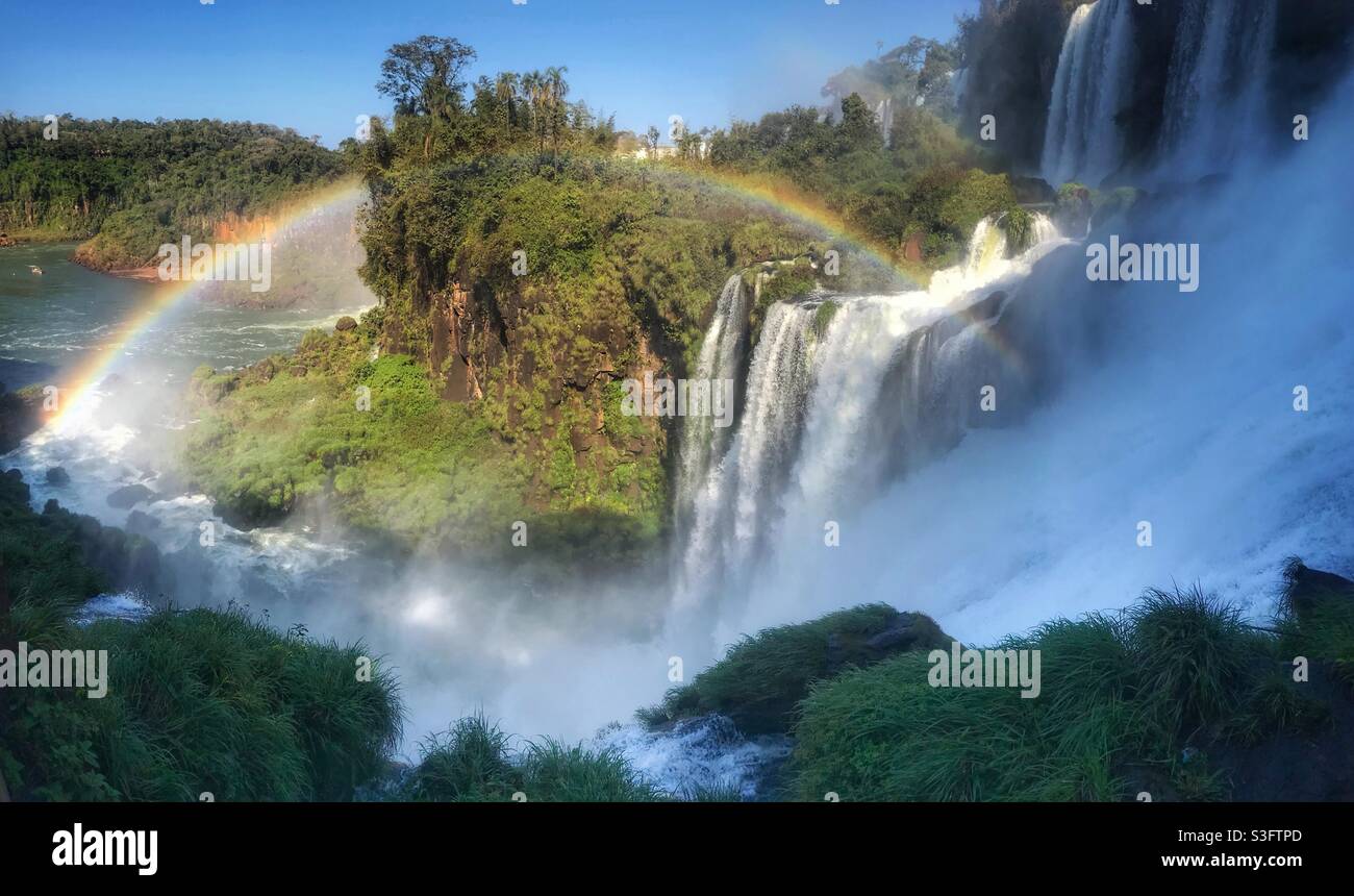 Rainbow alle Cascate di Iguazu, lato Argentina Foto Stock