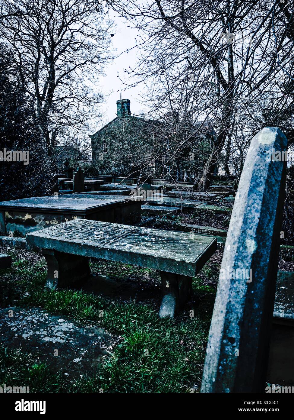 Haworth chiesa cimitero Foto Stock