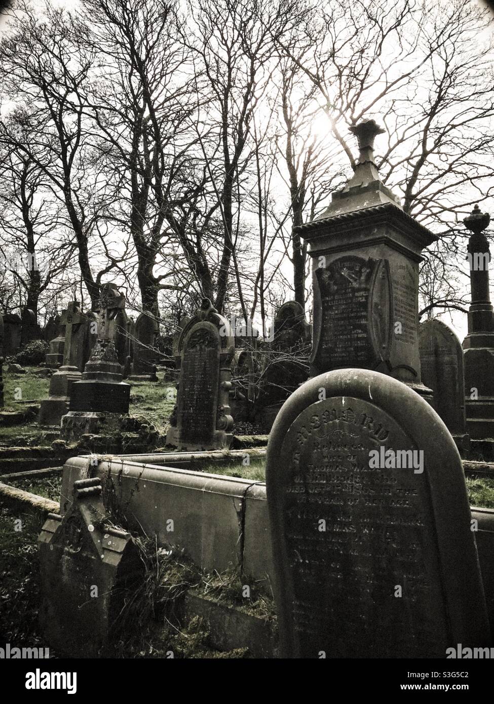 Haworth chiesa cimitero Foto Stock